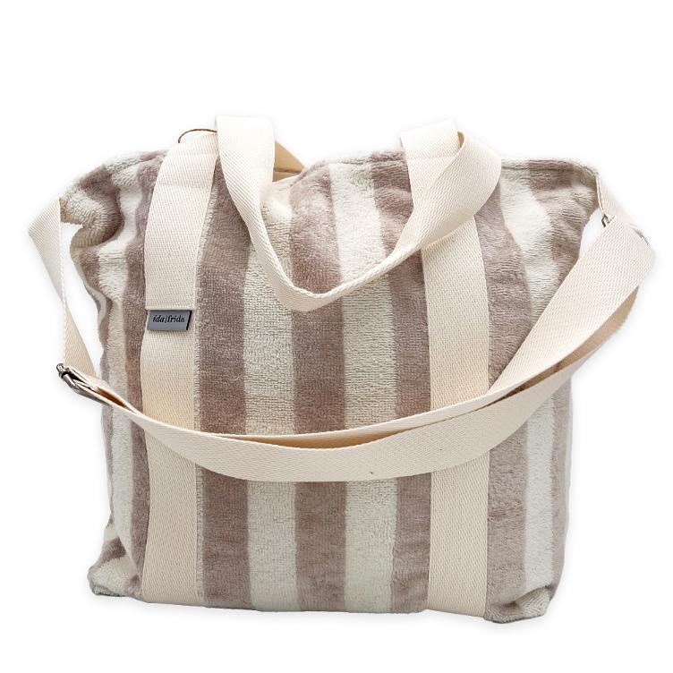 Badetasche FROTTEE S – warmgrau/ecru