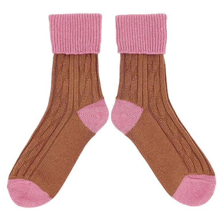 Slouch-Socken kupfer/dunklrosalgelb