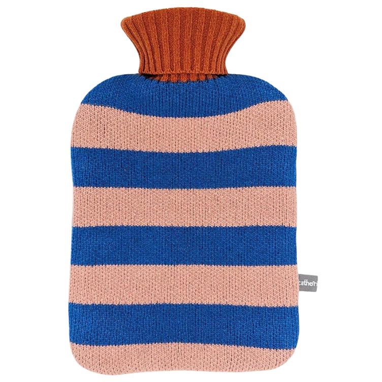 Wärmflasche blau & rosa Streifen